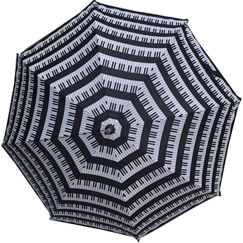 Unisex Portable Piano Keys Keyboard Umbrella w Matching Sheath Music Rain Black